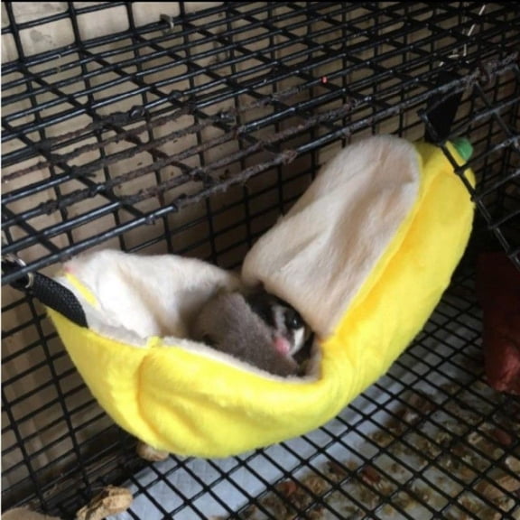 LITINKIMI Durable Yellow Hamster Nest Hanging Bed Banana Shape Warm Pet Cage Accessory