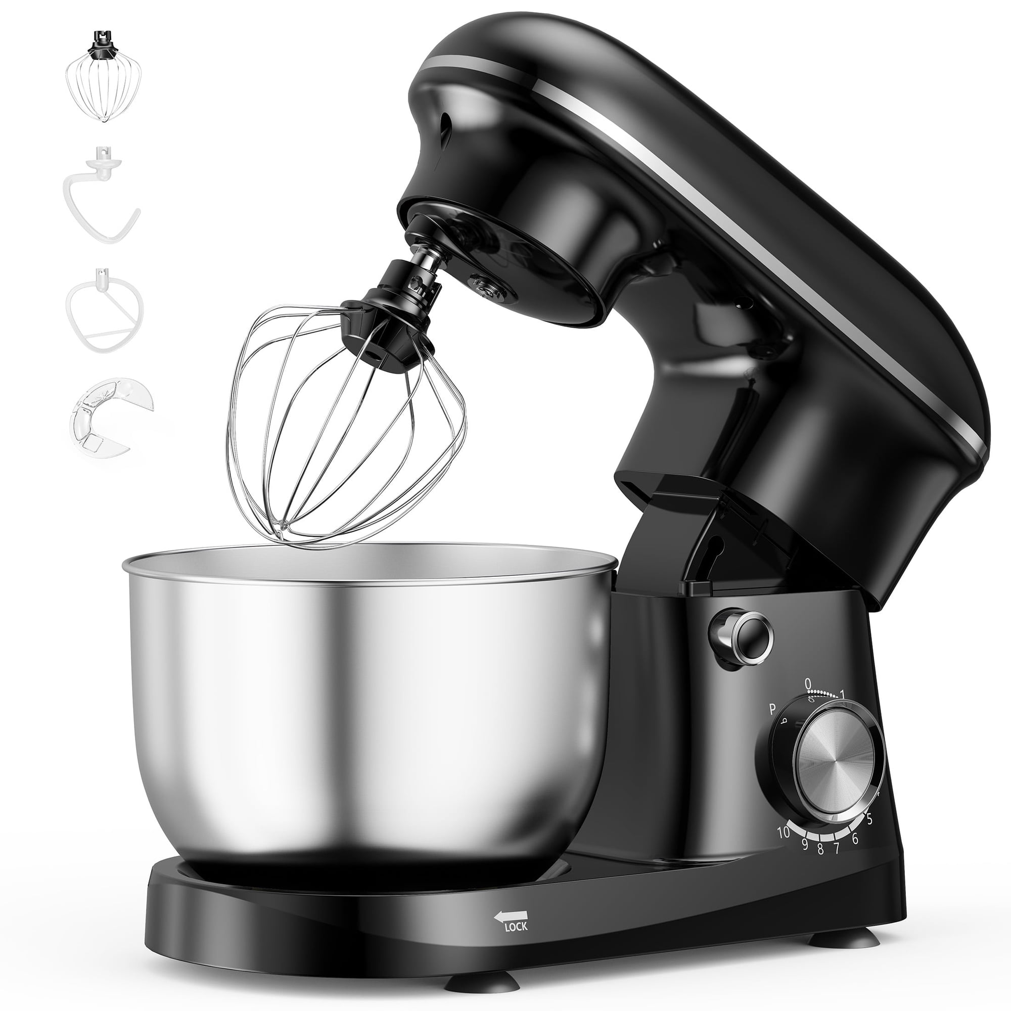 SHOUFTW 4.2QT Kitchen Stand Mixer, 10 Speed Settings, Safety Protection Features, Black