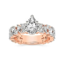 IGI Certified 2 Carat Pear Shape Lab Grown Diamond Engagement Ring | 14K Rose Gold | Skylar Side Stone Encrusted Diamond Ring | FG-VS Quality Friendly Diamonds