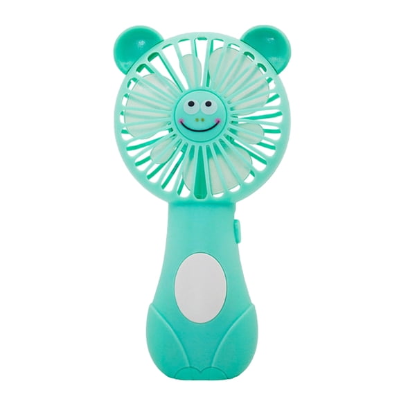 Portable Handheld Cartoon Fan with Ears, Safe Soft Foam Blades, AA Battery Powered Cute Panda & Kitten Mini Cooling Fan for Students