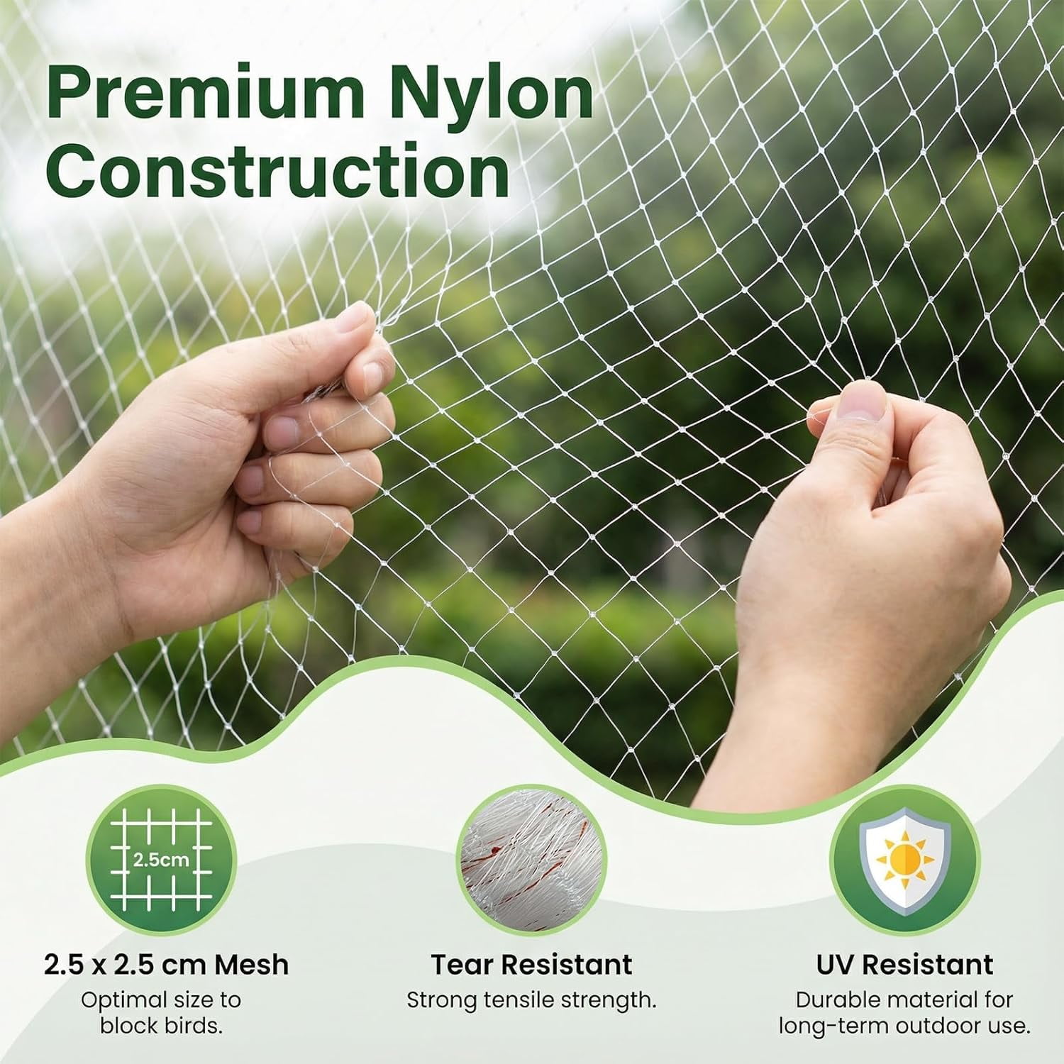 33 x13 Ft Bird Netting for Garden Tree and Plant Protection with 1 Inch Mesh Net Anti Chicken Deer White