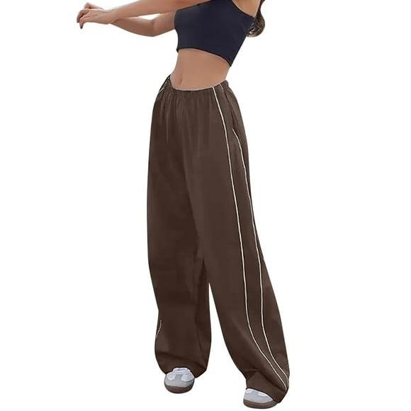 Women's Casual Pants for Women - Loose Cargo Style with Pockets Low Rise Buckle Slim Straight Woven Trousers for Everyday Comfort