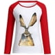 thumbnail image 4 of Moda mujer primavera otoño Color a juego impreso manga larga cuello redondo Casual camisetas Pompotops  gfhjh18564, 4 of 5