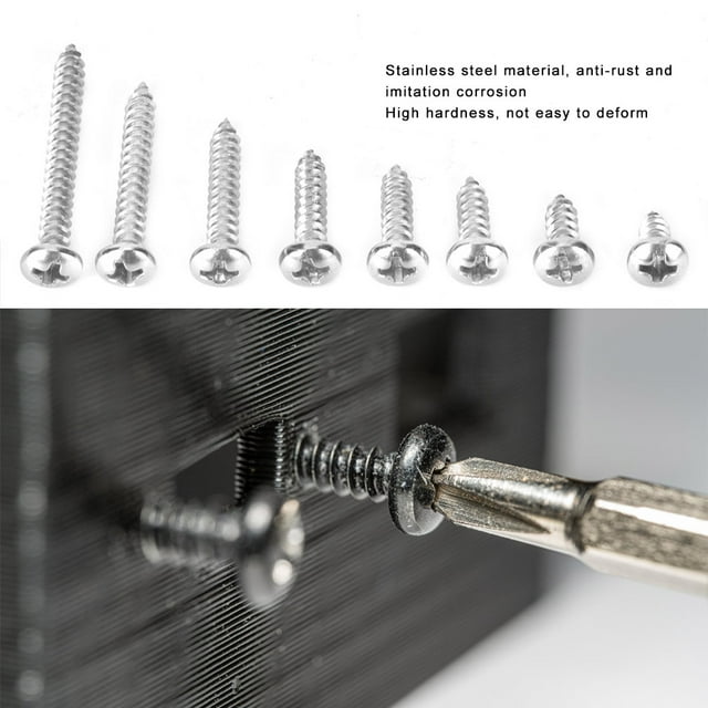 Self Tapping Screw M3.5, 200 Pcs Stainless Steel Pan Head Self-Drilling Drive Wood Screw Assortment Kit