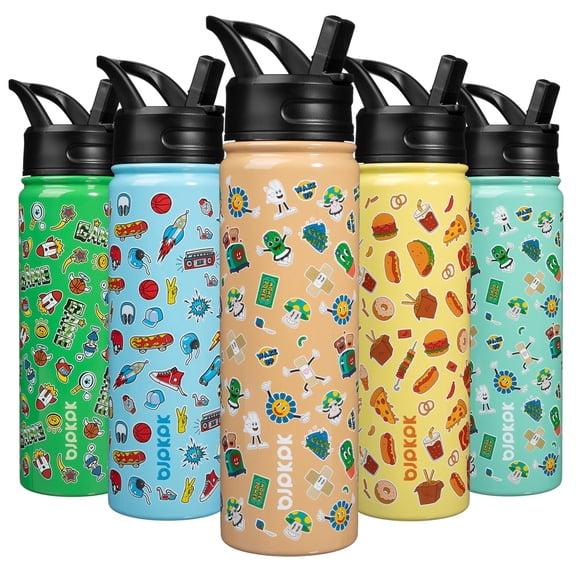 BJPKPK Insulated Water Bottle with Straw Lid, 22 oz Stainless Steel Metal Water Bottles, Reusable Leak Proof BPA Free Water Bottles, Cups, Thermos, Spring Party-Brown