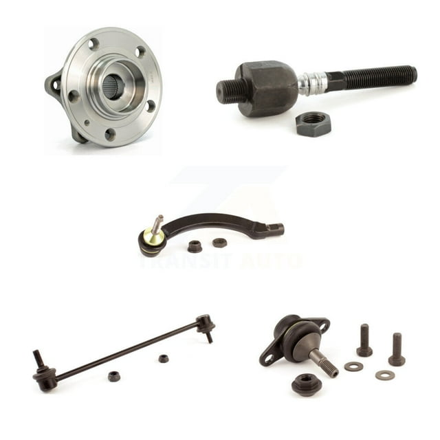Transit Auto Front Left (Driver Side) Hub Bearing Assembly Suspension Lower Ball Joint Outer Inner Tie Rod End and Sway Bar Stabilizer Link Kit (5Pc) for Car Volvo S60 V70 S80 K7T-104302