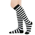 thumbnail image 2 of KDDYLITQ Christmas Socks for Women Striped Patterned Calf Socks Knee High Fun Holiday Socks Black One Size, 2 of 3