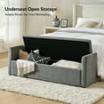 thumbnail image 3 of 59" Storage Bench Upholstered Bed Sturdy End Foot Stool 2 Throw Pillows Bedroom Entryway Living Room Charcoal, 3 of 9