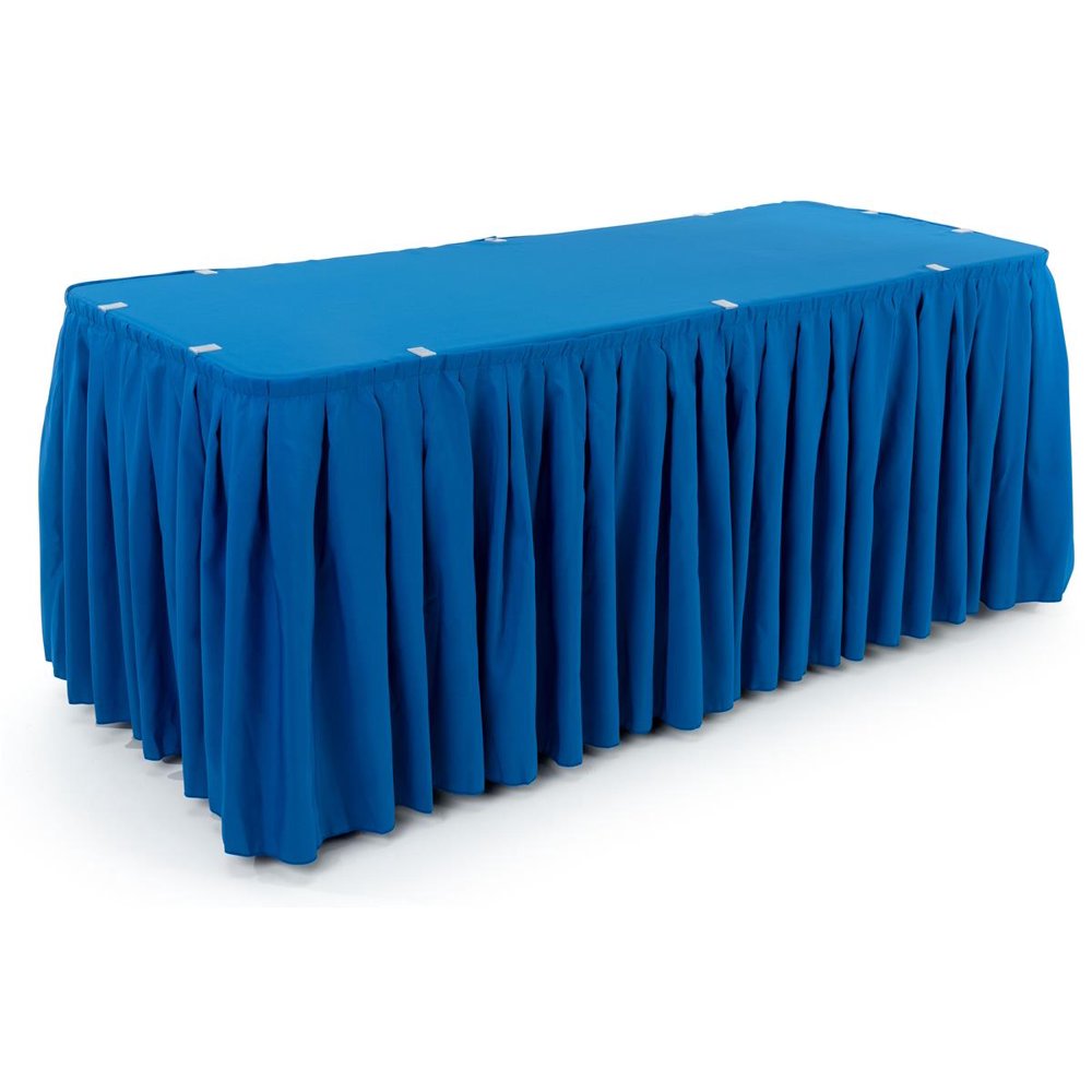 13.5' Royal Blue Table Covering with Boxpleated Skirt and Table Cover
