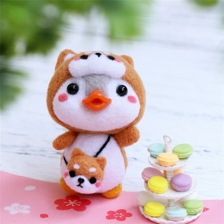 

TMOYZQ Christmas Toys for Baby Girls Boys Cute Penguin Pattern Handmade DIY Poke Wool Felts Material Production Package Christmas Gift for Toddler on Clearance