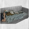 thumbnail image 5 of Hipster Soft Flannel Fleece Blanket, Cartoon Girl a Camera Say Cheese Lettering Selfie Woman Polka Dots, Cozy Plush for Indoor and Outdoor Use, 50" x 70", Cadet Blue and Pale Caramel, by Ambesonne, 5 of 5