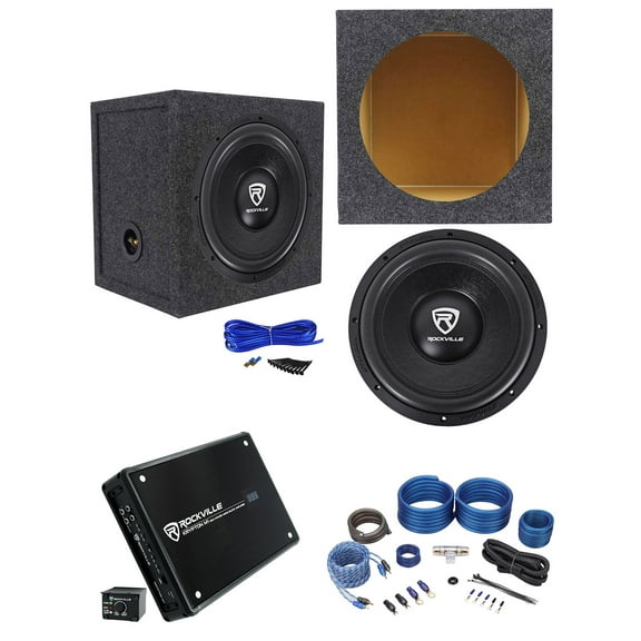 Rockville W12K6D2 V2 12" 2400w Subwoofer Sealed Sub Box Mono Amplifier Amp Kit