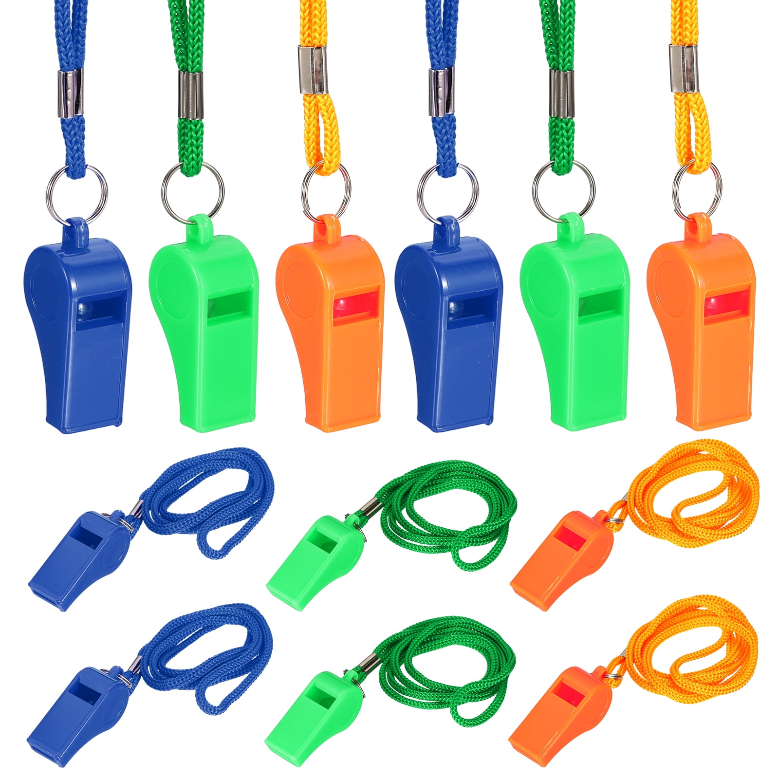 Uxcell Plastic Whistles with Lanyard, Training Sports Gather Whistles Loud Crisp Sound Colorful Bulk Whistle 12 Pcs & Multicolor -Fitting for (Coaches/Referee/Outsides/Team Events)