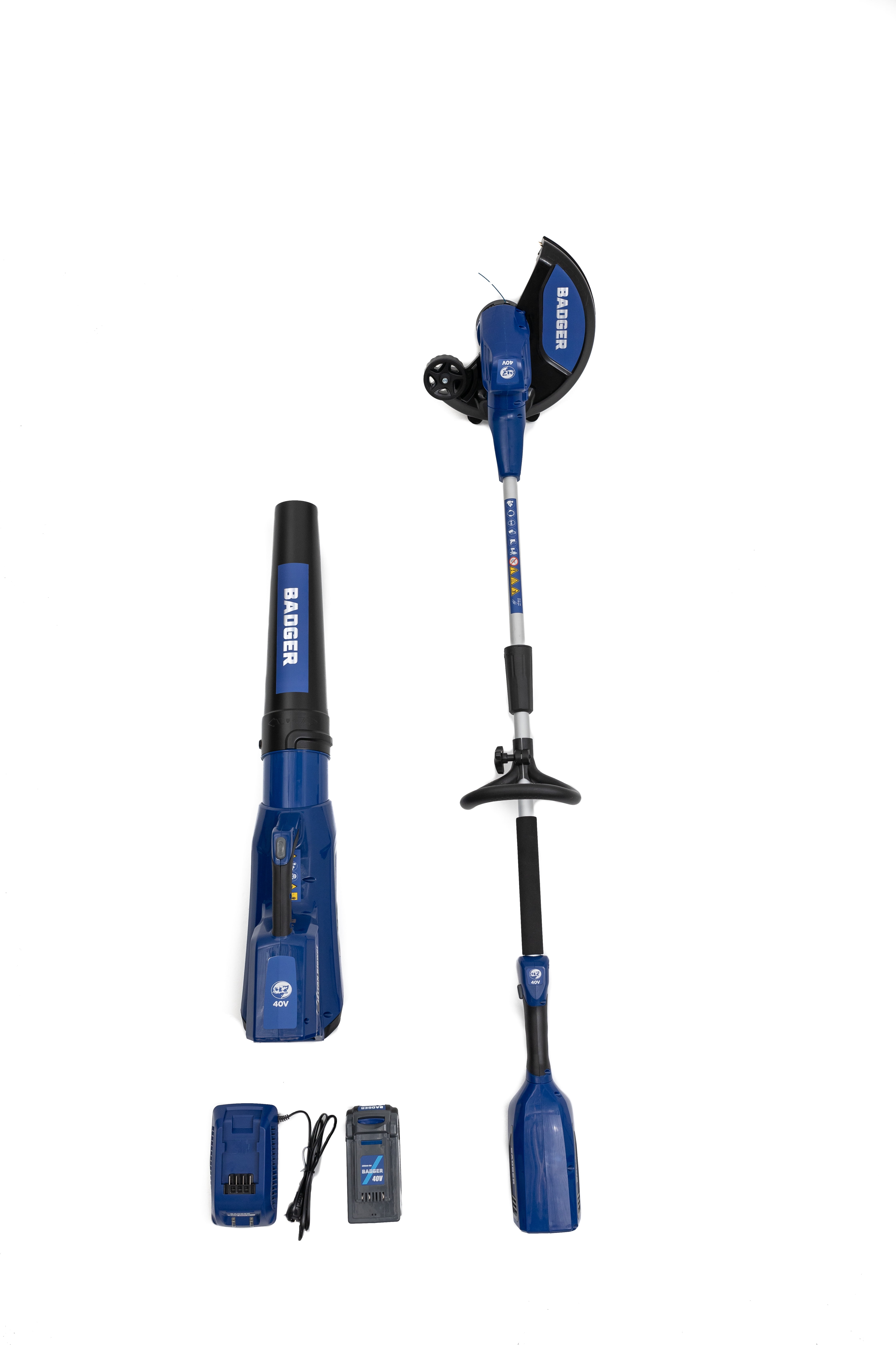 Badger 40V Cordless String Trimmer/Edger and Axial Blower (2.5 Ah Battery and Charger Included)