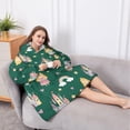 thumbnail image 5 of Oversized Wearable Blanket Hoodie,Green Princess Castle Pattern Sherpa Blanket Hoodie with Super Pockets,Super Warm Fuzzy Pullover for Women & Men, 5 of 6