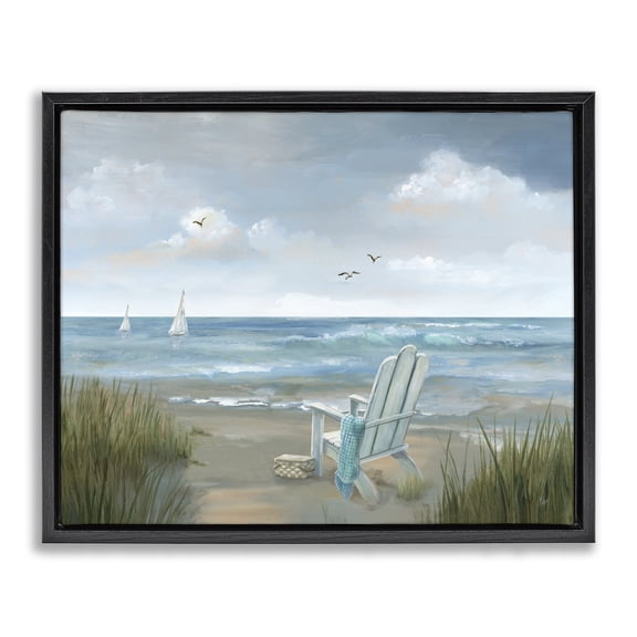 Stupell Industries Coastal Black Floating Frame Canvas Art, 21 x 17, by Nan