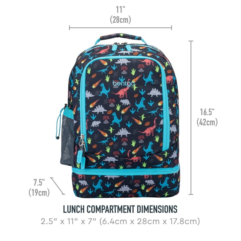 BENTGO Kids' 2-in-1 16.5” Backpack & Insulated Lunch Bag - Dinosaurs