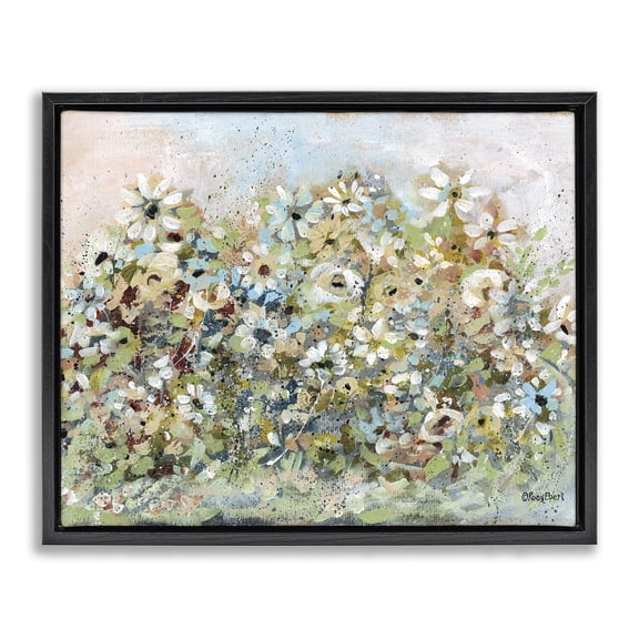 Stupell Industries Bold Garden Blooms Floral Painting Black Floater Framed Canvas Art Print Wall Art, 21 x 17