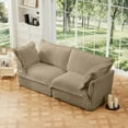 thumbnail image 4 of Newest Modern 2-Seat Sofa Couches for Living Room,2 Seater Sofa,Corduroy Deep Seat Sofa, Upholstered Cushion&Detachable Cover,Comfy Sofa Couch for Small Space,Apartment,Camel Corduroy, 4 of 20
