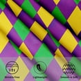 thumbnail image 3 of Mardi Gras Tablecloth Round 60 Inch Carnival Table Cloth Circular Purple Yellow Green Table Cover Washable Wipeable Reusable Polyester Tabletop for Dining Kitchen Holiday Party Decor, 3 of 7