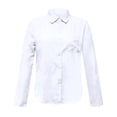 thumbnail image 4 of YFELWZ Womens Plus Size Solid Color Casual Loose Breasted Shirt Top White L, 4 of 4