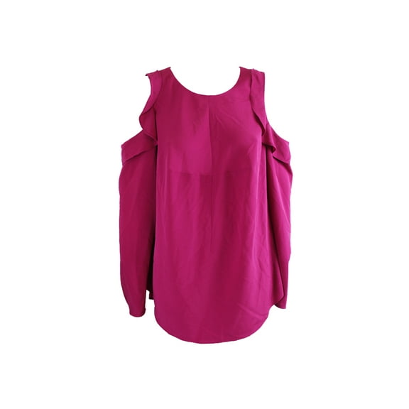Rachel Roy Women Plus Size Dark Pink Ruffled Cold Shoulder Blouse 0X $99
