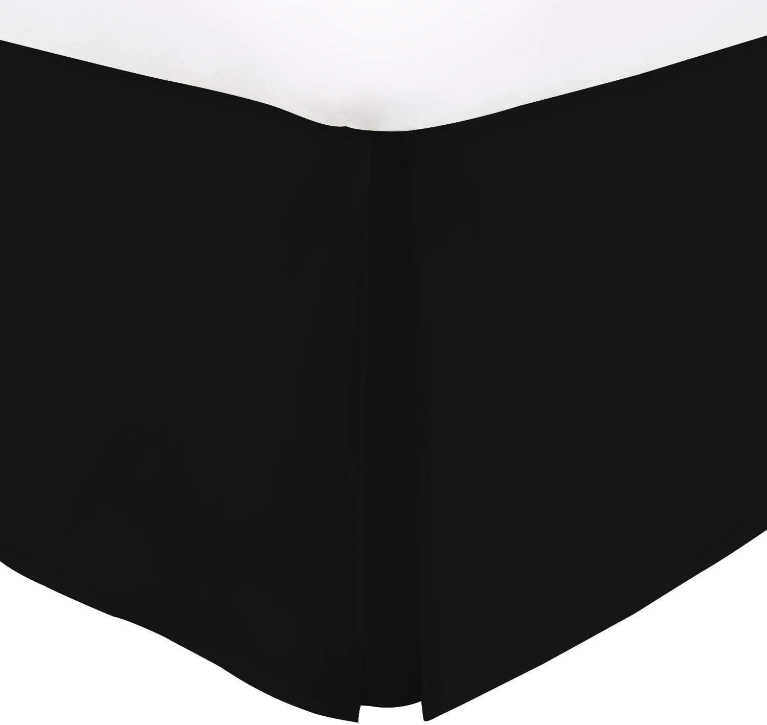 Box Pleated Split Corner Bed Skirt 21" Inch Drop,800 Thread Count 100% Egyptian Cotton Wrinkle and Fade Resistant Bed Skirt - Twin Size (39" x 75") Inch Black Solid