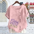 thumbnail image 3 of Celebrating Easter Casual Linen Blend Shirt Relaxed Fit Round Neck Top Breathable Soft Comfortable Blouse for Everyday Wear, 3 of 4