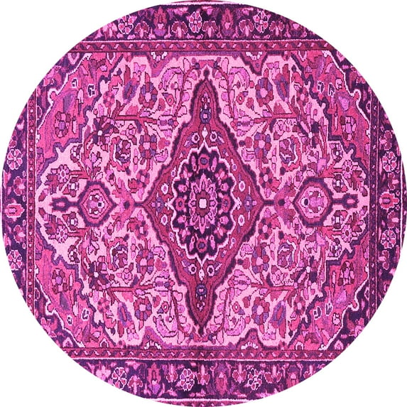 Ahgly Company Indoor Round Medallion Pink Traditional Area Rugs, 3' Round