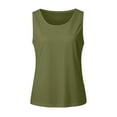 thumbnail image 4 of AWZXDE Women Solid Color Round Neck Sleeveless Casual Loose Basic Shirt Style Camisole Tops For Women For Summer Comfort Army Green,S, 4 of 4