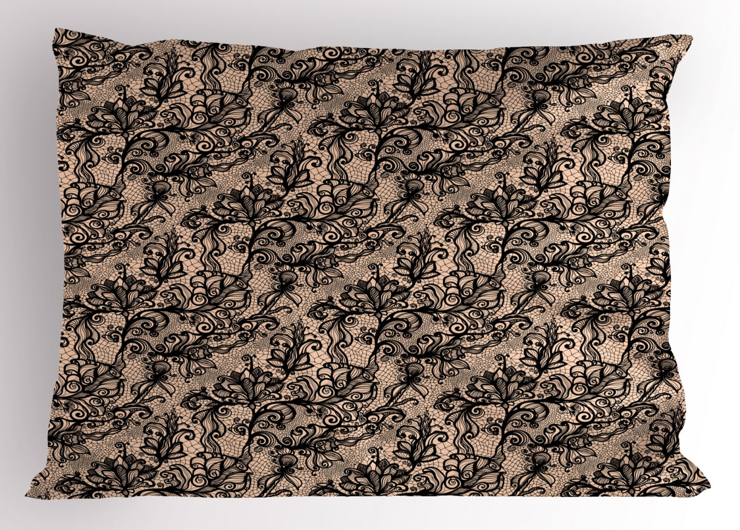 Gothic Pillow Sham Abstract Old Fashioned Blossoms Nature Inspired