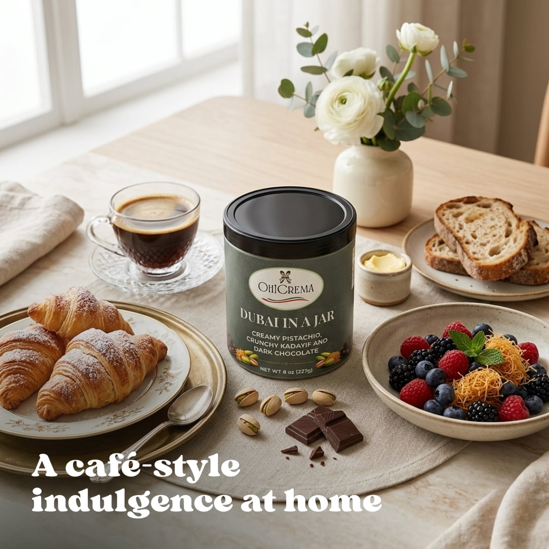 Oh! Crema Dubai in a Jar – Handcrafted - Creamy Pistachio with Kadayıf & Dark Chocolate