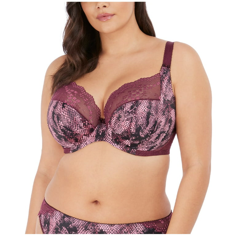 Elomi Lucie Banded Stretch Lace Plunge Underwire Bra (4490),32J,Mambo 