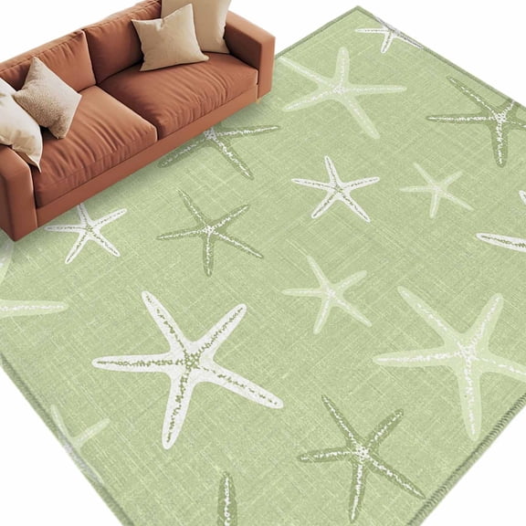 Vintage Chartreuse Starfish Area Rug 5x8 Washable Rug Non Slip Summer Coastal Beach Marine Large Area Rug Soft Stainresistant Indoor Floor Carpet for Living Room Bedroom Office Dining Room Nursery