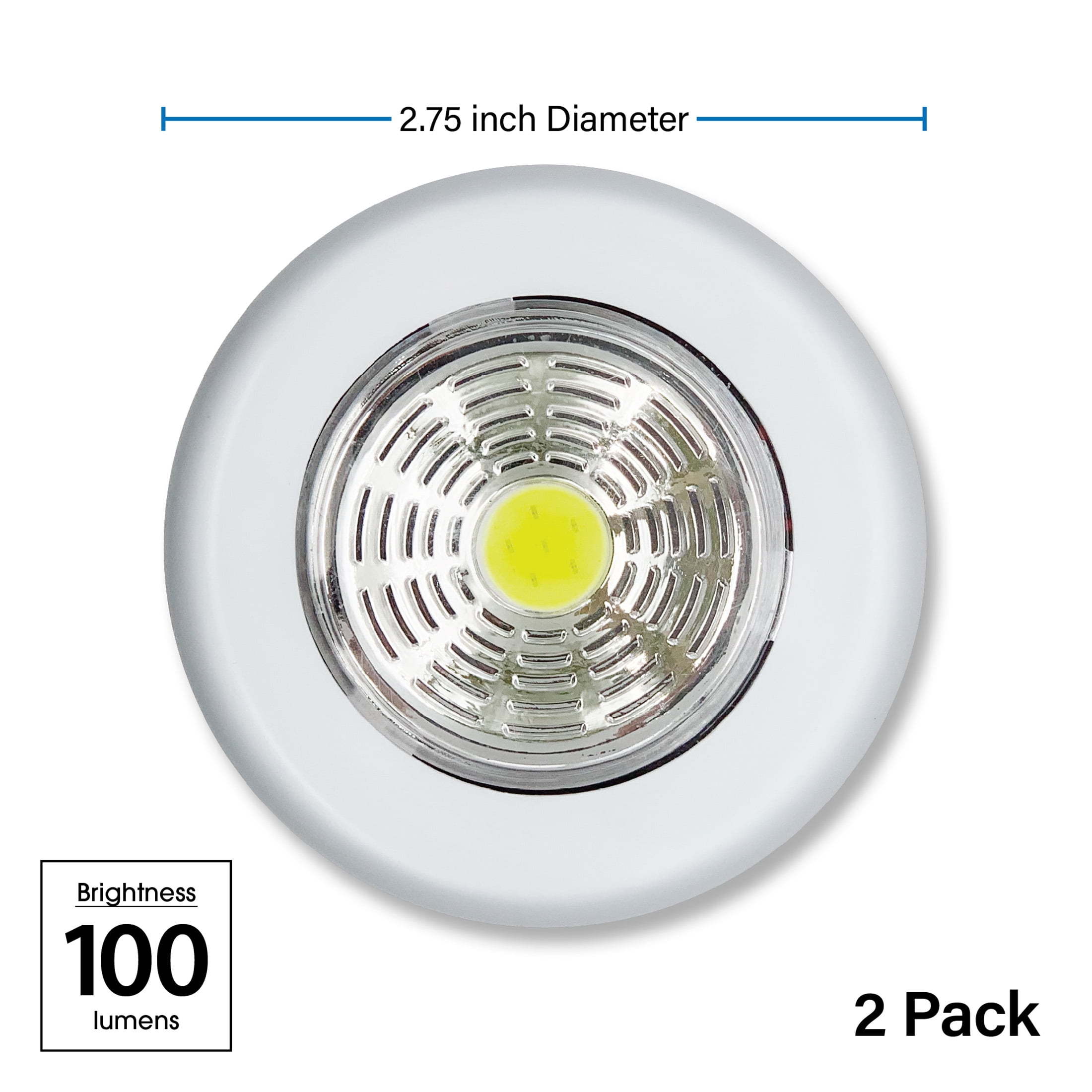 Great Value Wireless LED Puck Lights, 100 Lumens, 2 Pack