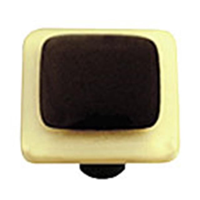 French Vanilla Border with Black Square Glass Cabinet Knob - Black Post