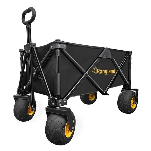 Rangland Collapsible Beach Wagon, Big All-Terrain Balloon Tires, Rustproof Steel Frame (RX800) Black/Yellow