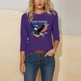 thumbnail image 5 of Women 250th Anniversary USA Patriotic T Shirt, Printed Round Neck Casual Top, Three Quarter Sleeve Pullover Blouse, Lightweight Polyester Loose Fit, 4th of July Celebration, 5 of 7