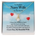 thumbnail image 2 of To My Navy Wife I Know the Distance is Hard Alluring Ribbon Necklace Message Card, 2 of 20