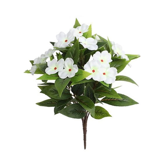 Artificial Impatiens Flowers, UV Resistant Silk Impatiens Bushes Greenery for Outdoors Patio Lawn Garden Pot Hanging Basket Porch Balcony Decoration