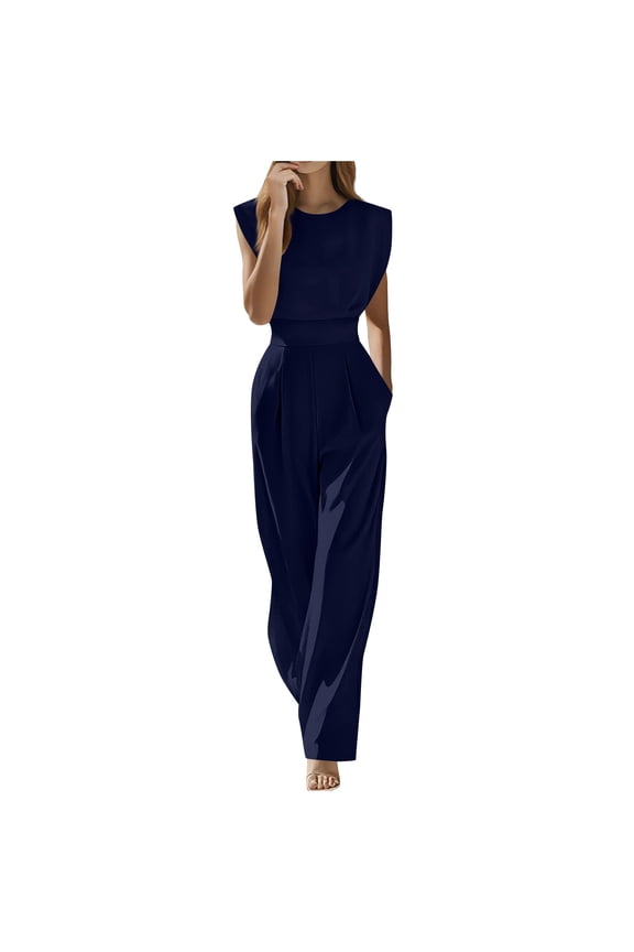 Women's Spring Autumn Jumpsuit Stretchy Straight Leg Office Wear Elegant Jumpsuit with Pockets Lightweight Career Chic for Women S-2XL
