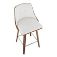 thumbnail image 6 of LumiSource Walnut Wood, Chrome Metal, White PU Gianna Fixed-Height Counter Stool - Set of 2, 6 of 10