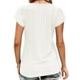 thumbnail image 7 of TEMOFON Tops for Women Summer Casual V Neck T Shirts Trendy Petal Sleeve Tunic Tops Loose Short Sleeve Ladies Tops Blouses White L, 7 of 7
