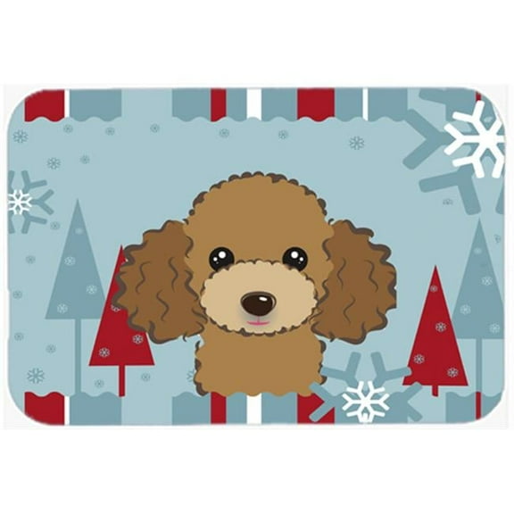 Caroline's Treasures Winter Holiday Chocolate Brown Poodle Glass Cutting Board Large