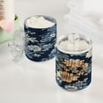 thumbnail image 5 of WOBOGO White Vintage Flower in Indigo Blue Transparent Plastic Jar 4pcs Cotton Swabs Balls Pads Floss Stick Dispenser Bathroom Vanity Storage Organizer, 5 of 7