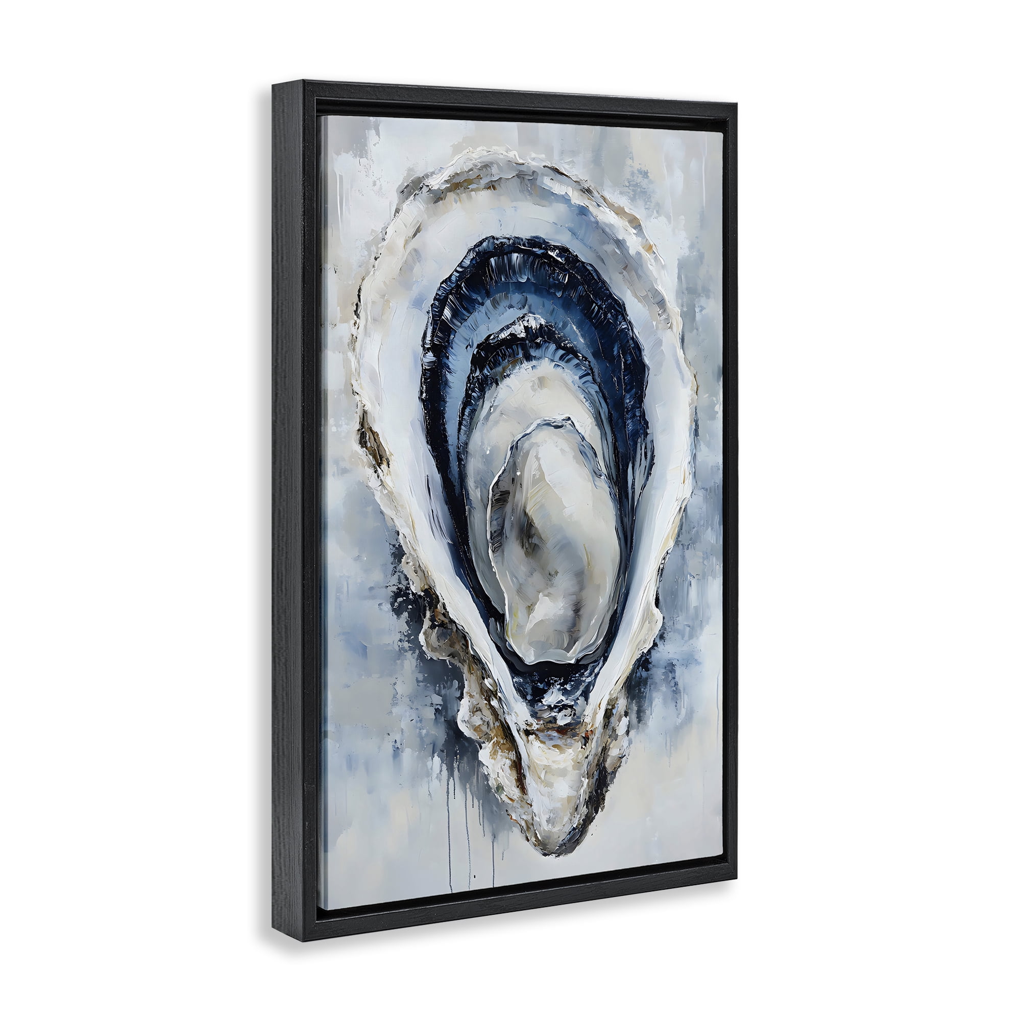 Stupell Industries Blue Oyster Shell Interior Black Framed Floater Canvas Wall Art, design by Creative Studio