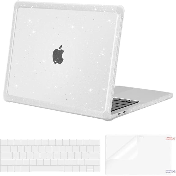 MOSISO Compatible with MacBook Pro 13 inch Case M2 2025-2016 A2338 M1 A2251 A2289 A2159 A1989 A1708 A1706, Anti-Cracking Heavy Duty Glitter TPU Bumper Hard Case&Keyboard Cover&&Screen Film,