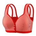 thumbnail image 2 of VEKDONE Front Closure Bra for Women No Underwire Full Coverage Striped Comfort Breathable Bra Seamless Supportive Bralettes Everyday Bra Red Size L, 2 of 8
