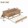 thumbnail image 4 of Bellemave Twin Bed with Trundle and Small Stairs, Twin Size Platform Bed Frame with Rail and Bookshelf, Wooden Montessori Floor Bed No Box Spring Needed,Natural, 4 of 7
