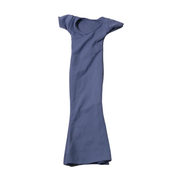 Ropa femenina a escala 1/6 para figura de acción de 12 pulgadas, disfraz de manga corta, bodycon Gris azul